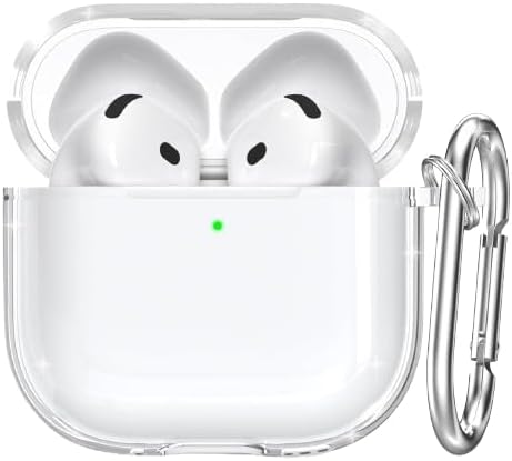 Soft Yumuşak Şeffaf Esnek Silikon Airpods ile uyumlu Kulaklık Kılıfı ve Karabina Anahtarlık (Şeffaf, Airpods 4 ve 5)