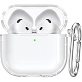 Soft Yumuşak Şeffaf Esnek Silikon Airpods ile uyumlu Kulaklık Kılıfı ve Karabina Anahtarlık (Şeffaf, Airpods 4)