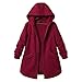 Produktbild Amphia - Kapuzenjacke mit Reißverschluss für Damen,Frauen Plus Größe Lange Hülse beiläufige Reine Farbe mit Kapuze Taschen Mäntel outweat(Wein,XXXXXL)