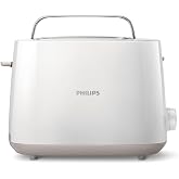 Philips Bread Toaster 2 Slots, 8 Settings, Dent Warmer, White | Dent Warmer, 2 Slots, 8 Settings, Defrost, High Lift, Auto Sh
