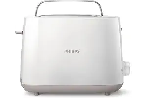 Philips Tostadora de pan 2 Ranuras, 8 Ajustes, Calientabollos, Blanco | Rejilla calientabollos, 2 ranuras, 8 ajustes, descongelación, elevación alta, apagado auto (HD2581/00)