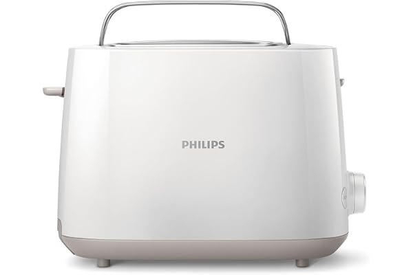 Philips Tostadora de pan 2 Ranuras, 8 Ajustes, Calientabollos, Blanco | Rejilla calientabollos, 2 ranuras, 8 ajustes, descongelación, elevación alta, apagado auto (HD2581/00)