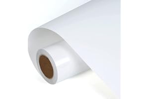 Heinaroman Vinile Termoadesivo per Tessuti - 30,5 cm x 305 cm Termovinile per Tessuti per Rilievo di taglio e contorno, Vinile HTV per T-Shirt Abbigliamento, Facile da tagliare e diserbare (Bianco)