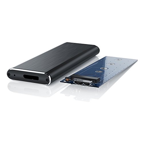 CSL – SSD Festplattengehäuse für M.2 Festplatten | USB 3.0 Case auf M.2 Adapter (NGFF) | 1x M.2 Key B | m.2-Schnittstellen-Standard (NGFF) | Module: 2280, 2260, 2242 und 2230 | UASP Unterstützung | schwarz (Alu gebürstet) - 2