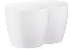 ‎TYMAR Tymar Blumentopf, 2er-Pack, Runde Form, Übertopf (Weiß, ø 14 cm)