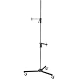 Walimex pro Treppiede mobile 223 cm - Robusto treppiede da studio con 2 supporti a morsetto che possono essere spostati rapid