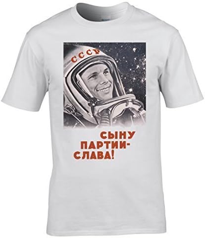 Naughtees Clothing Yuri Gagarin Astronaught Medium White Standard Fit T-Shirt
