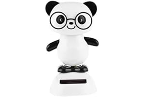 OPEMG 1Pc Solar Dancing Panda Bear Tiger - Shaking Dancing, Dancing Animal Figurine for Car Interior Home Desk Decorations Solar Power Kits,Car Dashboard Ornament, Car Accessories（Black and White）