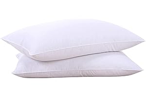 puredown® Pack de 2 Almohadas de Pluma y Plumón 50x75 cm, Lavable a Máquina, Funda de Algodón, Cojín Antiácaros Antibacterias y Antialérgica
