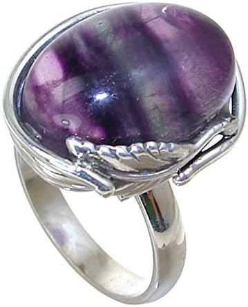 Flourite Sterling Silver Ring size P Adjustable