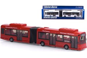 MOTOR ZONE from Peterkin | City Express Bus Toy Vehicle | 39cm Red / Blue / White diecast metal and plastic bendy bus with free wheel action | 1:48 Scale | Diecast Vehicles | Ages 3+