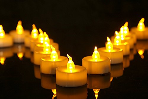 Homemory 24 led flammenlose kerzen, 3.8cm elektrische flackernde batteriebetriebene teelichter, led votivkerzen gelb [Energieklasse A++]… - 2