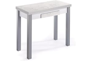 MOMMA HOME MOMMAHOME® Mesa Cocina y Comedor Extensible, Plegable, Abatible, Moderna, Color Plata/Gris Marmol, Moduo, Medidas 80x40/80x78 cm