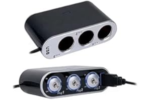 BOLWINS Q61CS Chargeur de voiture 3 prises allume-cigare avec interrupteur marche/arrêt séparé + USB 5 V/0,5 A 12-24 V Adaptateur répartiteur allume-cigare