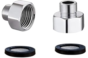 Heable UK Compression Adaptors Connector from G3/8 Inch to G1/2 Inch, Reducing Connector for UK 15mm Tap, Metal, Chrome, 1 Pair