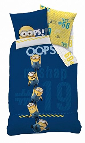 CTI 42672 Minions Bettwäsche 135x200+80x80cm 100% Baumwolle Linon Motiv OOPS