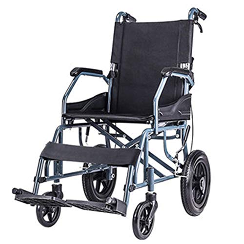 Preisvergleich Produktbild HEIFEN Klapprollstuhl, Aluminiumrahmen, manueller Leichtlaufwagen, tragbarer Reiseroller, Vollgummireifen, manuelle Bremsen vorn und hinten Black