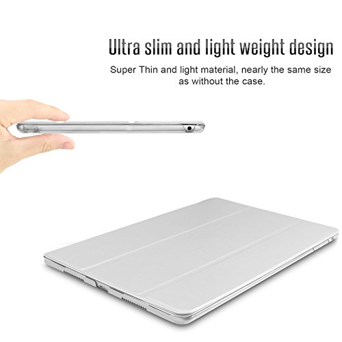 iPad Air 2 / iPad 6 Hülle, Infiland Ultra Dünn Tri-Fold Smart-Muschel PU Leder Ultra Schlank Superleicht Ständer Smart Shell Cover Schutzhülle Etui Tasche für Apple iPad Air 2 (2014 Modell)/ iPad 6(mit Auto Schlaf / Wach Funktion)(Transparent Weiß) - 5