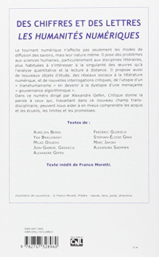 Book's Cover of Revue Critique 819-820, des Chiffres et des Lettres : les Humanites Numériques