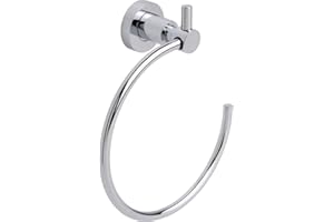 tesa LOXX Handtuchring, verchromt - Handtuchhalter-Ring oval - zur Wandbefestigung ohne Bohren, inkl. Klebelösung - 185mm x 210mm x 76mm