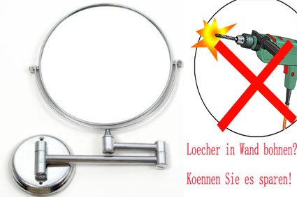 Wunderschöne Kosmetikspiegel Normal+10Fach, ohne Bohren JL-34NB