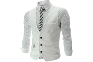 Oanviso Senza Maniche a Gilet da Uomo Tinta Unita Vest Classico Gilet da Abito Casual Monopetto Gilet Slim Fit Vest da Morbido Elegante con Scollo a V per Nozze Festa Attività Panciotto