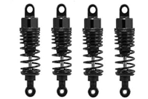 Hensych 4-pak amortyzatorów przednich i tylnych z metalu z regulacją, 60 mm, 85 mm, 100 mm, 1/10 samochodziki RC, części do samochodów ciężarowych, Crawler typ Axial SCX10 TRX4 D90 (czerń, 60 mm)