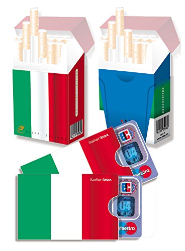 EM-SET Motiv: ITALIEN – 2x cardbox (Kartenhülle, Ausweishülle, Führerscheinhülle) UND 2x indo slipp (Hülle für Zigarettenschachteln) im SET (SLIPP einmal Motiv: Flagge, einmal Motiv: Azzurri-Trikot)