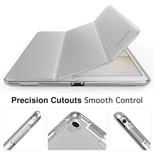 MoKo Hülle für Neu iPad Pro 12.9 2017 – PU Leder Tasche Schutzhülle Schale Smart Case mit Translucent Rücken Deckel, mit Auto Schlaf / Wach Funktion und Stanfunktion für Apple New iPad Pro 12.9 Zoll 2017 Tablet, Silber - 7