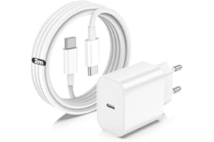 ZMHPJQ 20W Caricabatterie Rapido per iPhone 16 15 con Cavo USB C a C 2M per Apple iPhone 16 Pro Max/15 Plus/iPad Pro 12.9/11 inch/Air/Mini Tipo C Cavetto Ricarica Caricatore per USB C Carica Batteria