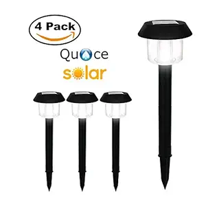 Quace Premium Solar Garden Lights - Super-Bright 15 Lumens - Perfect Neutral Design; Makes Garden Pathways & Flower Beds Look Great - Easy No-Wire Installation; All-Weather/Water-Resistant