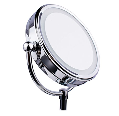 Wawoo® Make-up-Spiegel mit LED Beleuchtung Doppelseite 5 Inch + Vergrößerung + 1: 1 Echtanzeigefunktion360 Grad freie Rotation Bateriebetrieben Beleuchtet Kosmetikspiegel Schminkspiegel Standspiegel (A) - 5