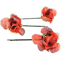 clarigo Haarnadel Haarband Haarklemme Teerose rot Hochzeit Kommunion Blumen Blumenmädchen