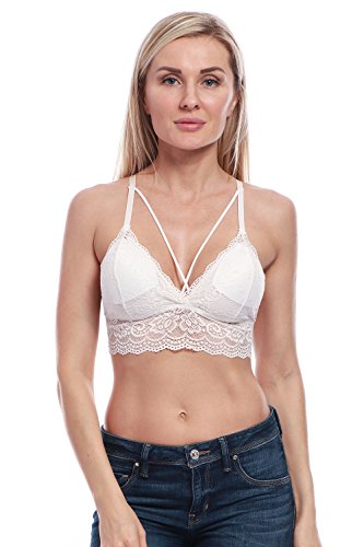 Bellismira Womens Crochet Crop Top Camisole Lace Vest Spaghetti