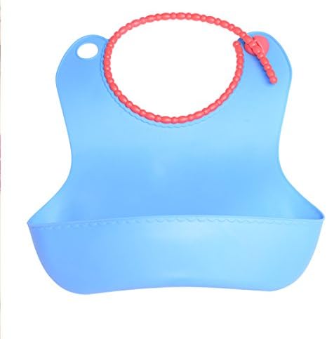 Baby Bibs, Waterproof Silicone Bib, Infant Lunch Bibs, Food Catcher Pocket with Adjustable Strap, Bacteria Resistant Soft Food-grade Silicone Baby Bibs for Infant Baby Boys &amp; Girls, Blue,Kokeo