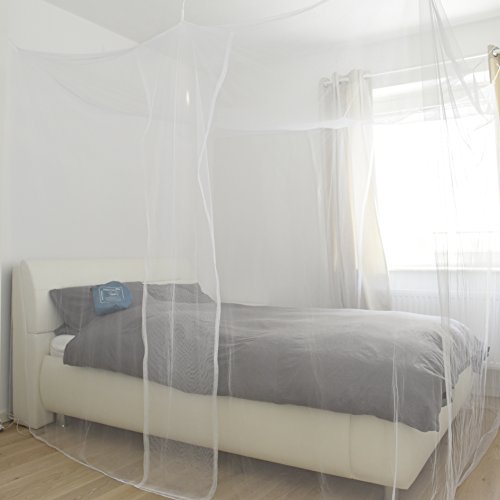 FREILUFTRAUM – Großes Moskitonetz für Doppelbetten 200x220x200cm – Hochwertiger Mückenschutz im Schlafzimmer oder Garten, inkl. gratis Tragebeutel und Montageset - 2
