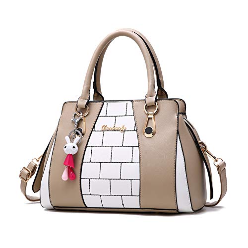 Preisvergleich Produktbild Frauen-geteilte Lederne Spitzenhandgriff-Kreuz-Körper-Handta... Tagesrucksack,Khaki-30 * 14 * 21cm