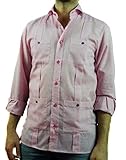  Camisa Guayabera Caballero Rosa Chicle Semi-Hilo (M)