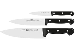 ZWILLING Set de 3 Couteaux, Couteau à Larder/à Garnir, Couteau de Chef, Couteau à Viande, Manche Noir, série Twin Chef 2