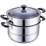  ✦ Se incluyen una olla de 26 cm y 2 insertos de vapor, lo que hace que el conjunto de vapor sea lo suficientemente grande como para crear excelentes comidas para una gran familia.Cocer al vapor los alimentos retiene muchos más nutrientes que freír, hervir.