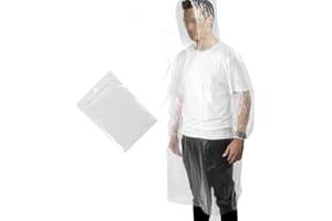 CHGANG 1 Pack Emergency Waterproof Ponchos for Adults with Hood and Sleeves, Suitable for Camping,Festivals, and Everyday Commute (Clear)