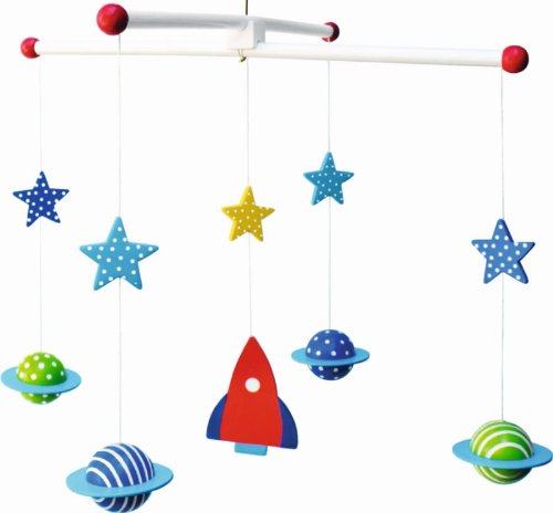 Süßes Mobile "Weltraum" aus Holz von Jabadabado