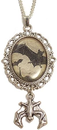 LunarraStar Bat necklace - Bats in flight - Halloween Vampire horror Dracula gothic goth