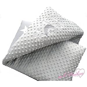 ★ Graue Sterne Babydecke mit kuscheligen Plüsh Minky, Personalisierung mög.