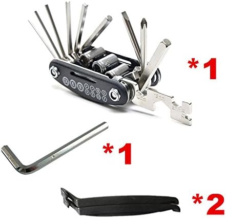 JC Support 16 in 1 Multifunctional Bike Cycling Bicycle Repair Tool Kit - 2 pcs Tire Levers - Extra 4mm Allen Wrench, Multi-Function Bike Tools Essential for Cyclist