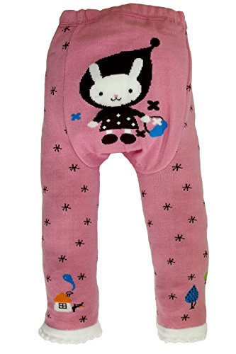 Baby and Toddler Wooly leggings by Dotty Fish girls Pink Winter Bunny - 80cm/6-12 months