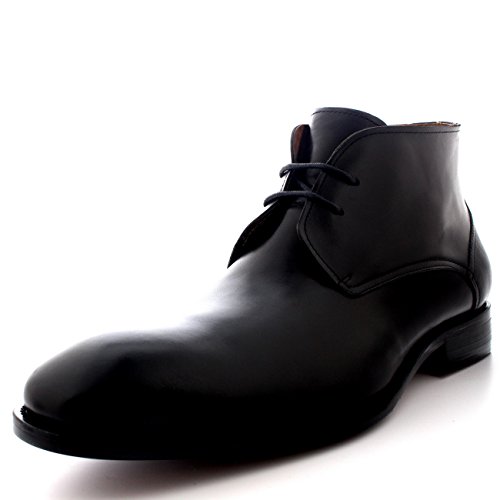 Queensbury Teddy Hombre El Estilo Británico Desierto Chukker Media Caña Tobillo Cuero Completo Zapatos Botas - Negro - UK7/EU41 - KK0013