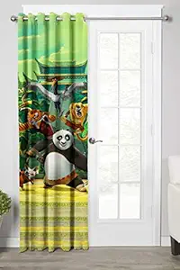 Ultimate Trends  Polyester 3D Cartoon Curtains for Kids Room for Door 9 feet 1 Piece, Green