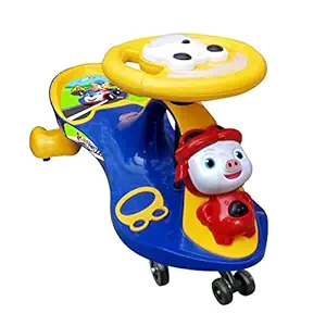 Sunbaby Super Jack Twister Magic Swing Smart Car Ride ons for Kids/ Child, 3-8 Years Boys Girls, Fun Ride Toy, Cartoon Face,Music & Light, Free Wheels, Push car Gadi, Strong Body (Yellow-Super Jack)