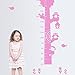 ufengke® Big Tree Cute Owls Monkey Height Chart Decals, Children's Room Nursery Removable Wall Stickers Murals, Pink